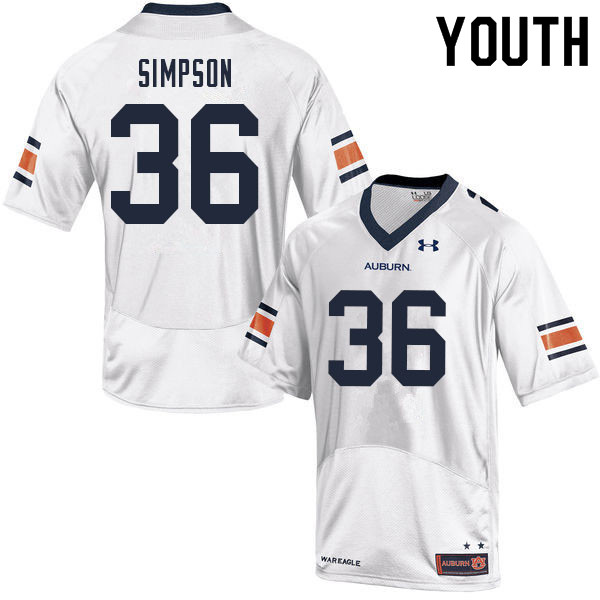 Youth #36 Jaylin Simpson Auburn Tigers College Football Jerseys Sale-White - Click Image to Close